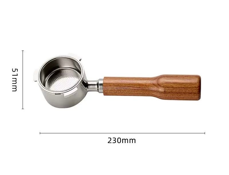 Coffmach bottomless coffee portafilter with a wooden handle for OEM product development